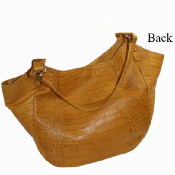 Brahmin Jacqueline Melbourne Chartreuse Croc Shoulder Hobo Bag - Picture 5 of 9